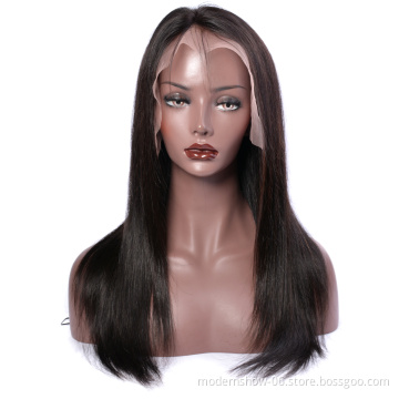 180% Density Straight Wave Full Lace Wigs Virgin Hair with Swiss Lace